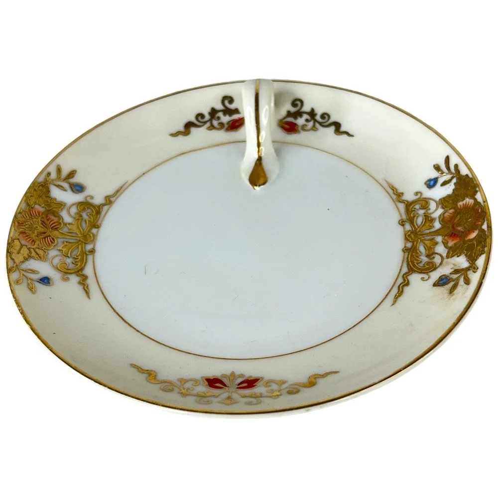 Vintage Noritake FInger Handle Plate Hand Painted‎ Moriage Japan Floral